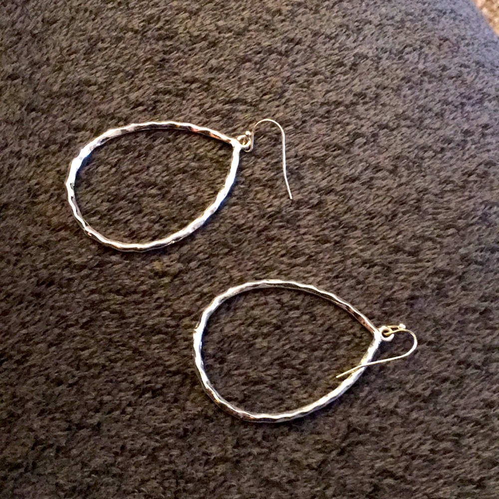 Silver oval hoop earrings